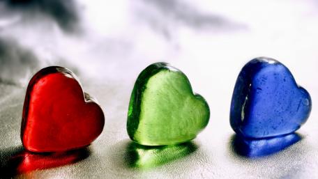 Hearts of Colorful Glass Sparkle in Romance wallpaper