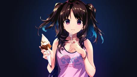 Anime girl eating ice-cream wallpaper