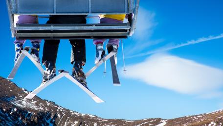 Skiing Adventure in the Mountains wallpaper