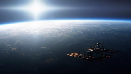 Celestial Serenity Above Earth’s Horizon wallpaper