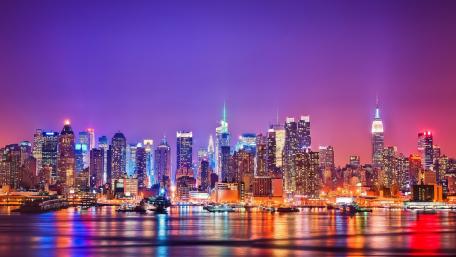 Vibrant City Skyline at Twilight wallpaper