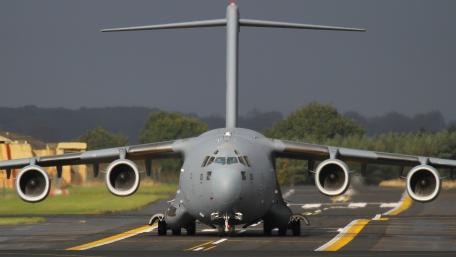 Massive Military Cargo Aircraft on the Runway wallpaper