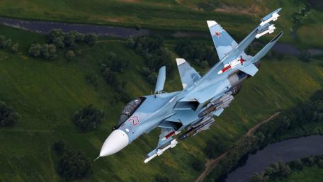Sky Dominance of a Su-34 Fighter Jet wallpaper