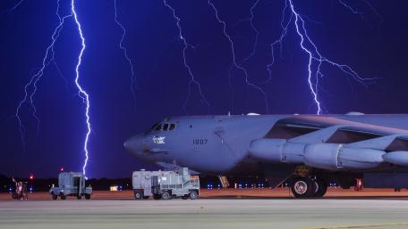 Stormy Night with Military Jet wallpaper