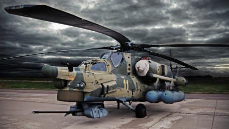 Powerful Military Helicopter in Dramatic Skies wallpaper