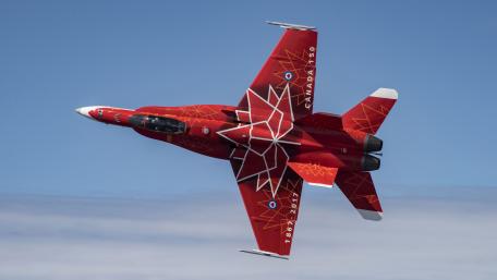 Vibrant Canadian Fighter Jet in Action wallpaper