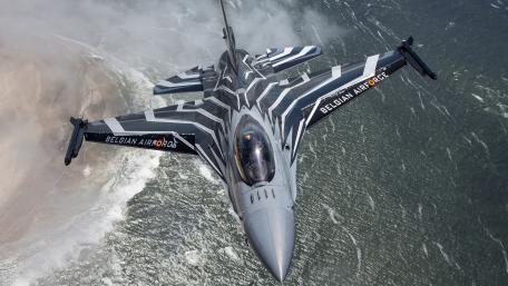 Fierce Flight of the Belgian Airforce Fighter Jet wallpaper