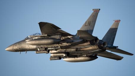 Fighter Jet in Mid-Flight Scene wallpaper