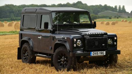 Classic Rugged 4x4 Defender in Field Scene wallpaper
