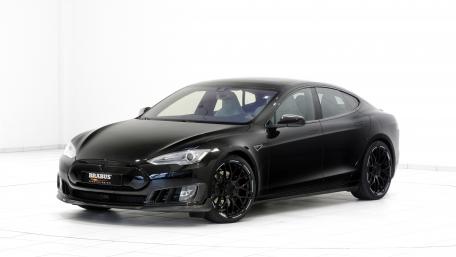 Sleek Black Tesla BRABUS Design Wallpaper wallpaper