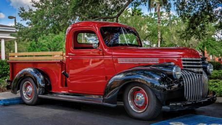 Classic Red and Black Pickup Truck Wallpaper wallpaper