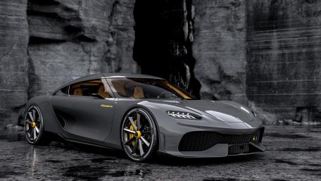 Sleek Koenigsegg Gemera in Rocky Terrain wallpaper