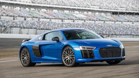 Sleek Audi R8 Performance in Racing Blue Shade wallpaper