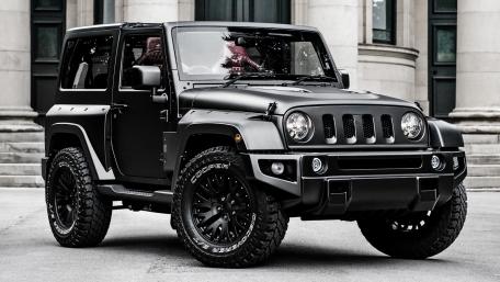 Sleek Matte Black Jeep Wrangler Design wallpaper