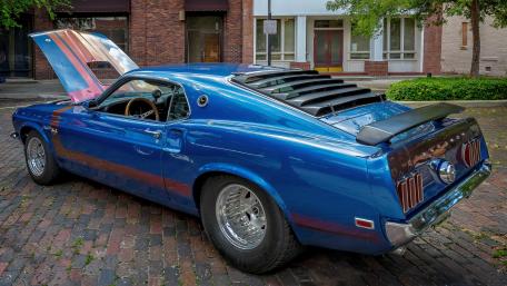 Classic Muscle Car in Vivid Blue Finish wallpaper