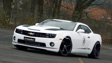 Sleek White Camaro with Bold Design Features wallpaper