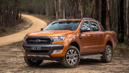 Rugged Adventure Awaits with This Orange Pickup Truck Wallpaper wallpaper