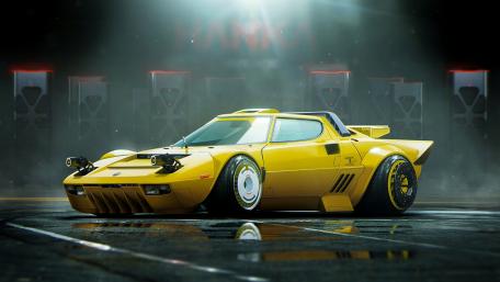 Futuristic Yellow Sports Car in Motion wallpaper