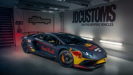 Sleek Red Bull Racing Car in Custom Garage wallpaper