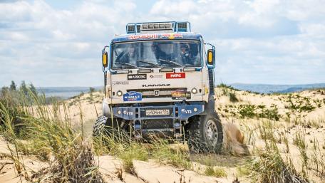 Adventurous Off-Road Truck in Action wallpaper
