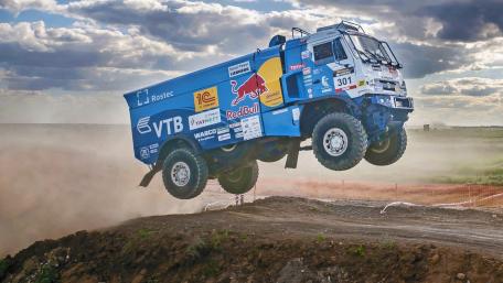 Thrilling Off-Road Truck in Action wallpaper