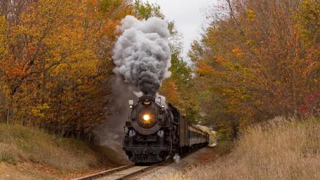 Majestic Autumn Steam Train Adventure wallpaper