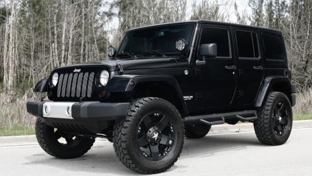 Bold Black Jeep Wrangler in Nature Setting wallpaper