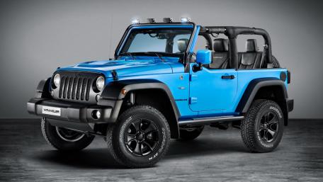 Vibrant Blue Jeep Wrangler for Adventure Lovers wallpaper