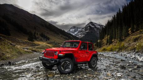 Adventure-Ready Wrangler in Majestic Landscape wallpaper