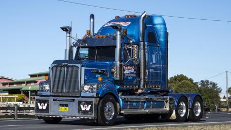 Bold Blue Rig on the Road wallpaper