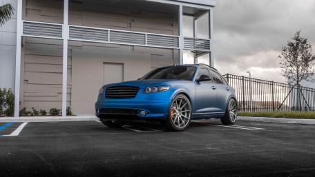 Sleek Blue SUV in Modern Setting wallpaper