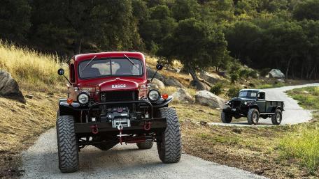 Classic Trucks on a Scenic Country Road wallpaper