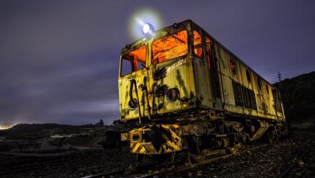 Rusty Train Night Glow Wallpaper Design wallpaper