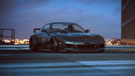 Sleek Black Sports Car at Dusk wallpaper