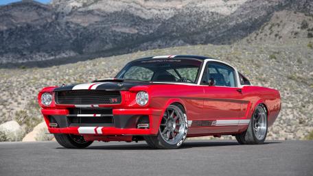 Classic Mustang in Vibrant Red and Black Finish wallpaper