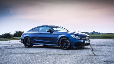Sleek Blue Mercedes Coupe Wallpaper wallpaper