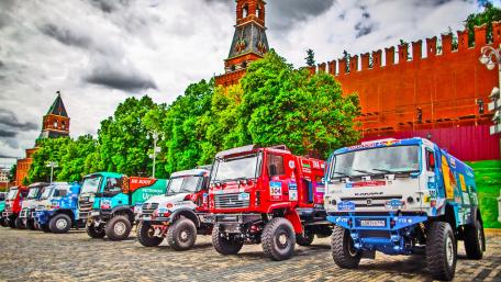 Powerful Trucks in Front of Historic Kremlin wallpaper