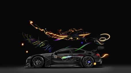 Dynamic Racing Car with Colorful Light Trails wallpaper