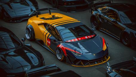 Dynamic Supercar Showcase in Bold Colors wallpaper