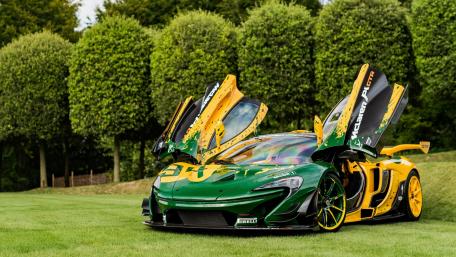Luminous McLaren P1 with Unique Design and Open Doors wallpaper