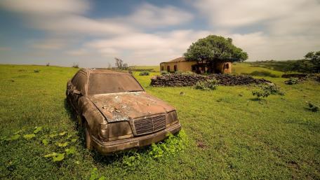 Forgotten Classic in a Serene Landscape wallpaper