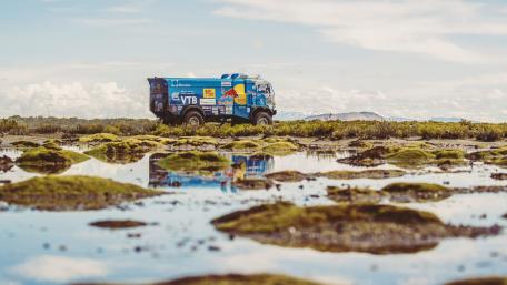 Adventurous Rally Truck in Stunning Landscape wallpaper