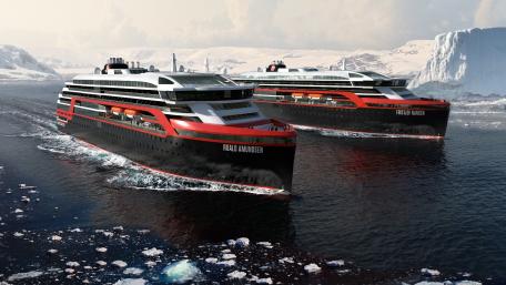 Futuristic Vessels Navigating Icy Waters wallpaper