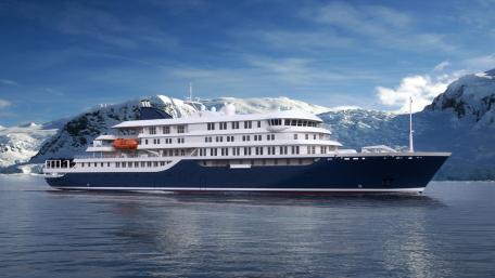 Majestic Frozen Waterscape with Luxury Vessel wallpaper