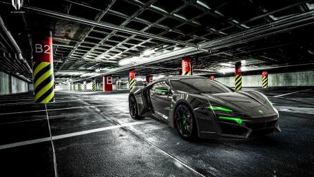 Futuristic Supercar in an Urban Garage Scene wallpaper