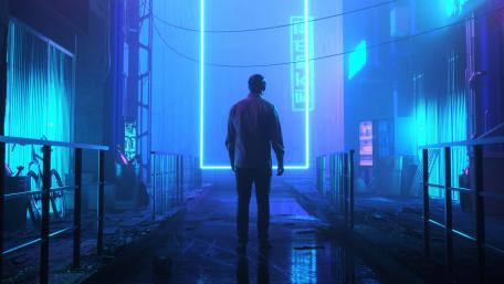 Neon door wallpaper