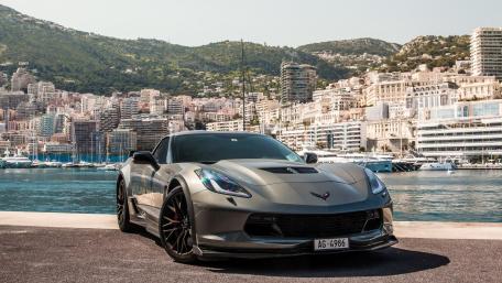 Sleek Corvette by the Waterfront in Monaco wallpaper
