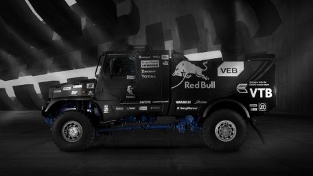 Powerful Rally Truck in Monochrome Style wallpaper