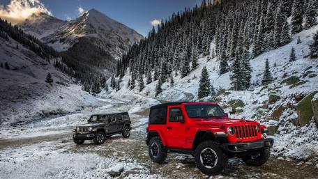 Adventure Awaits with Jeep Wranglers in Winter Wonderland wallpaper