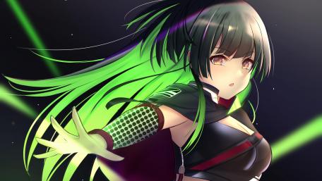 Anime girl green wallpaper